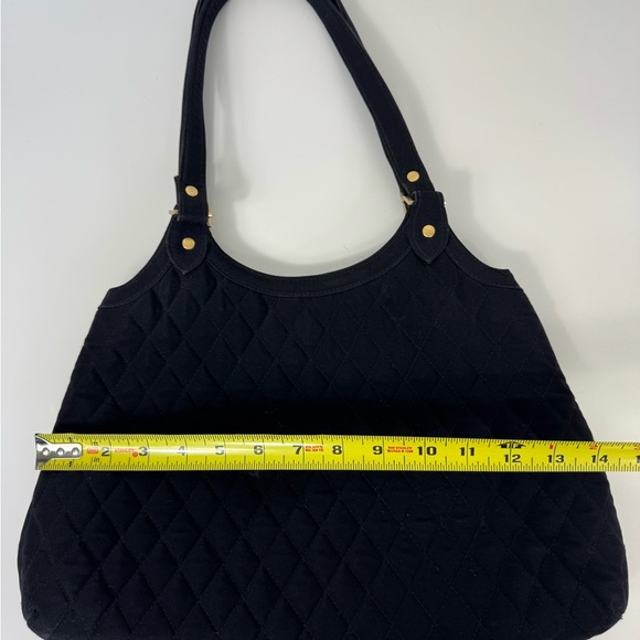 Vera Bradley Black Quilted Microfiber Hobo/Shoulder Bag With‎ Gold Buckles - Picture 4 of 8